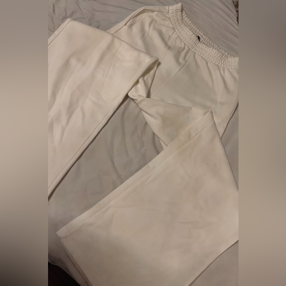 Zara Off-White Elastic Waist Trousers